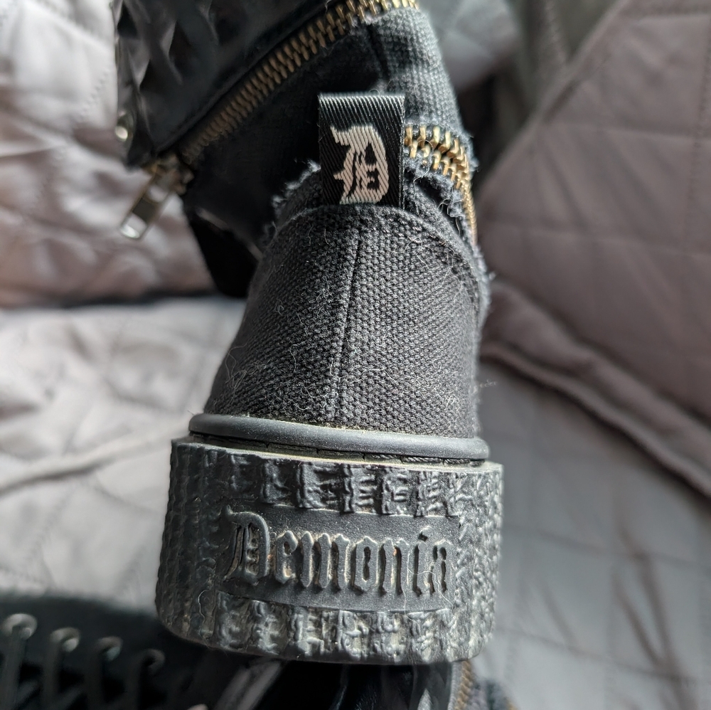 Demonia Black Canvas High-Top Sneakers - Picture 4 of 7